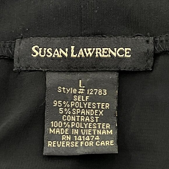 Susan Lawrence Top‎ Women Large Black Cardigan Attached Blouse Semi Sheer Flowy - Picture 3 of 9